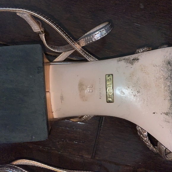 Gucci Ketty Rose Gold Leather Ankle Wrap Sandals - Picture 5 of 9